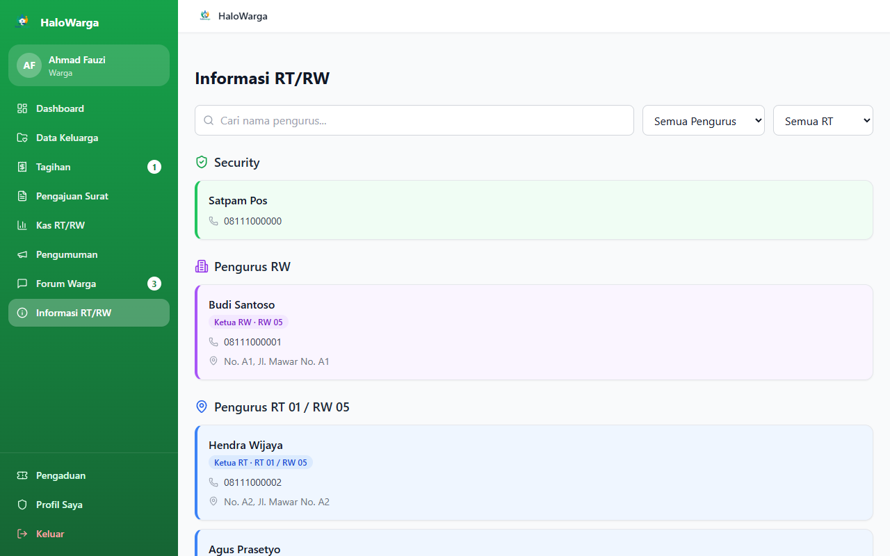 Screenshot fitur Informasi RT/RW — Desktop