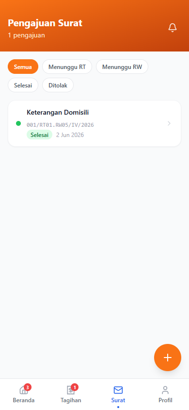 Screenshot fitur Pengajuan Surat — Mobile